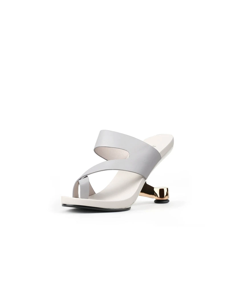 Jady Rose JadyRose | Grey Criss-Cross Toe Elevator Heel Leather Slides New In Shoes 2 Jady Rose JadyRose | Grey Criss-Cross Toe Elevator Heel Leather Slides New In Shoes