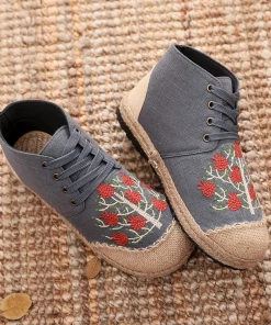 TC Cactus Rose | Embroidered Bayberry Tree Hi-Top Sneakers Espadrilles