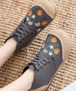 TC New In Shoes Cactus Rose | Embroidered Floral Head Hi-Top Sneakers Espadrilles