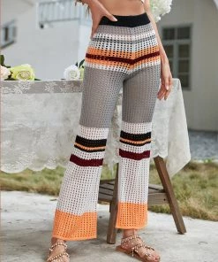 MY NEW ARRIVALS BEE CROCHET WIDE LEG PANTS - GREY