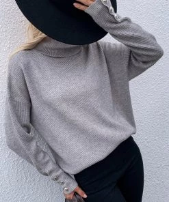 MY Smaibulun | Grey Oversized Collar Turtleneck Knit Sweater New In Clothing