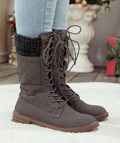 YL New In Shoes En Bloom | Grey Plaid Pattern Sock-Lined Boot