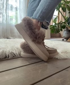 YL En Bloom | Grey Faux-Fur Anklet Yana Moccasin New In Shoes