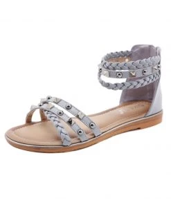 Stud Braided Ankle-Strap Sandals - SIKETU New In Shoes