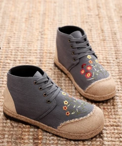 TC New In Shoes Cactus Rose | Embroidered Blossom Head Hi-Top Sneakers Espadrilles