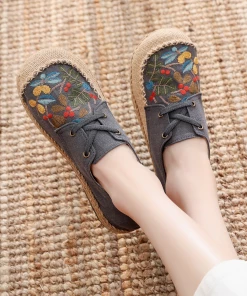 TC Cactus Rose | Playground Embroidered Linen Boat Shoes - Grey NEW ARRIVALS