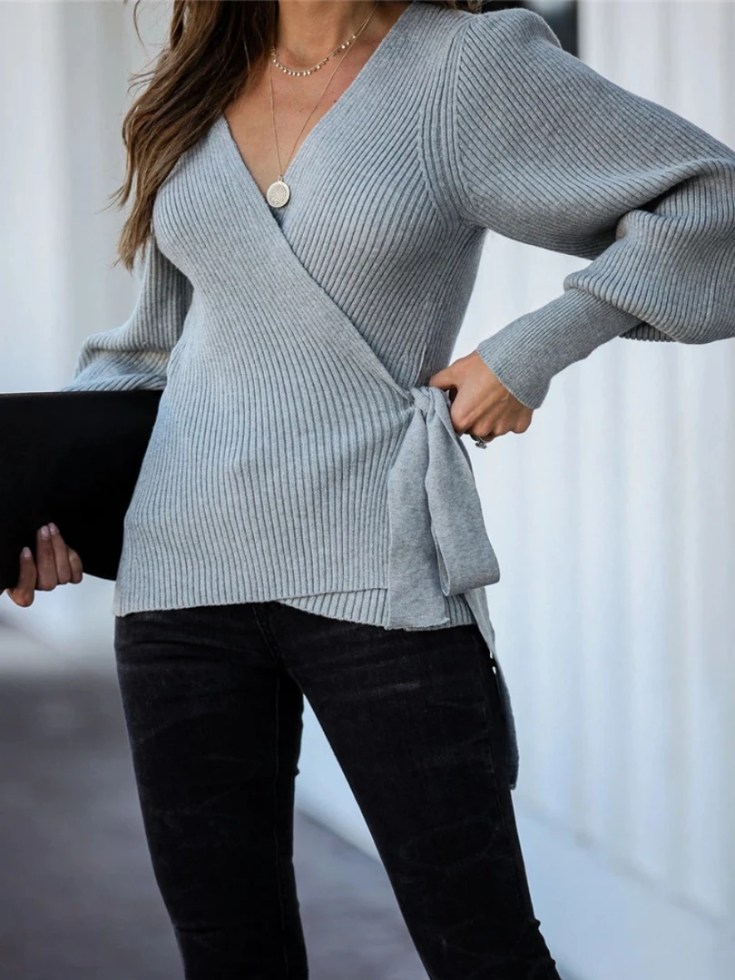 MY Smaibulun | LEONORA Bishop Sleeve Knit Top - Grey New In Clothing 2 MY Smaibulun | LEONORA Bishop Sleeve Knit Top - Grey New In Clothing