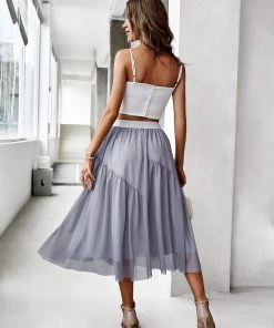 DY BASA MIDI SKIRT - STEEL GREY