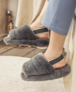 XH New In Shoes SMAIBULUN UGG™ | Fluffy Soft Wool Snug Slipper Sandals - Grey