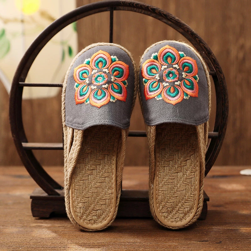 TC Shop Sandals Embroidered Lotus Side Strap Mules - Cactus Rose 9 TC Shop Sandals Embroidered Lotus Side Strap Mules - Cactus Rose