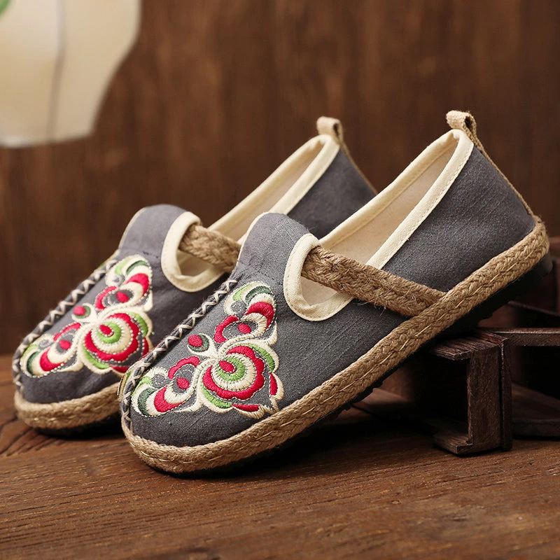 TC Shop Sandals Totem Abstract Embroidered Round Toe Espadrilles Loafers- Cactus Rose 8 TC Shop Sandals Totem Abstract Embroidered Round Toe Espadrilles Loafers- Cactus Rose