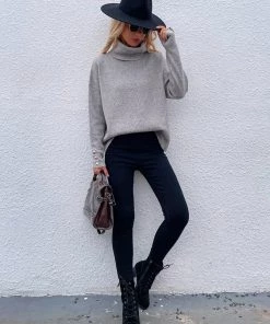 MY Smaibulun | Grey Oversized Collar Turtleneck Knit Sweater New In Clothing