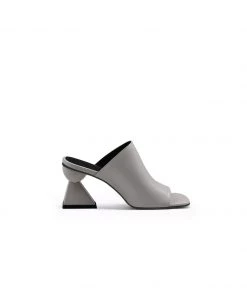 Jady Rose NEW ARRIVALS JadyRose | Triangular-Heel Leather Mule - Grey