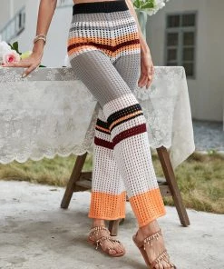 MY NEW ARRIVALS BEE CROCHET WIDE LEG PANTS - GREY