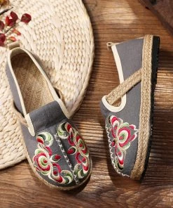 TC Shop Sandals Totem Abstract Embroidered Round Toe Espadrilles Loafers- Cactus Rose 21 TC Shop Sandals Totem Abstract Embroidered Round Toe Espadrilles Loafers- Cactus Rose