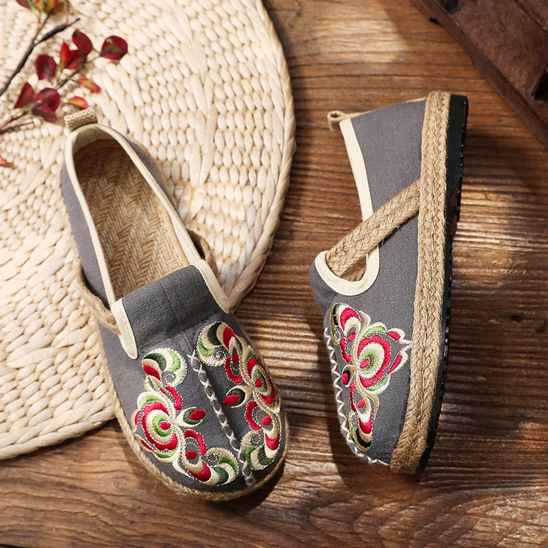 TC Shop Sandals Totem Abstract Embroidered Round Toe Espadrilles Loafers- Cactus Rose 9 TC Shop Sandals Totem Abstract Embroidered Round Toe Espadrilles Loafers- Cactus Rose