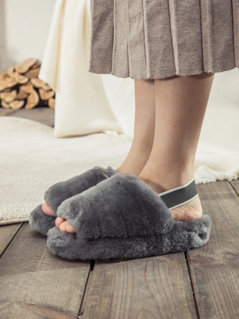 XH New In Shoes SMAIBULUN UGG™ | Fluffy Soft Wool Snug Slipper Sandals - Grey 3 XH New In Shoes SMAIBULUN UGG™ | Fluffy Soft Wool Snug Slipper Sandals - Grey