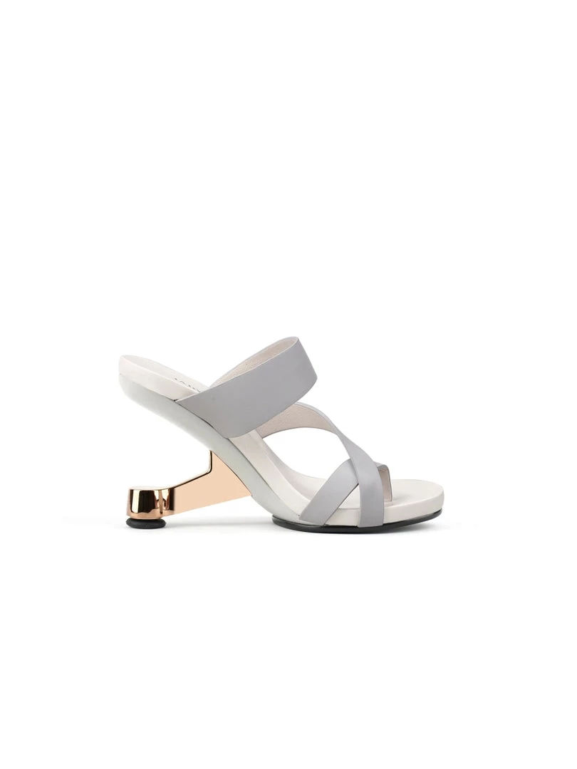 Jady Rose JadyRose | Grey Criss-Cross Toe Elevator Heel Leather Slides New In Shoes 3 Jady Rose JadyRose | Grey Criss-Cross Toe Elevator Heel Leather Slides New In Shoes