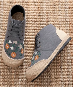 TC New In Shoes Cactus Rose | Embroidered Floral Head Hi-Top Sneakers Espadrilles