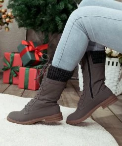 YL New In Shoes En Bloom | Grey Plaid Pattern Sock-Lined Boot