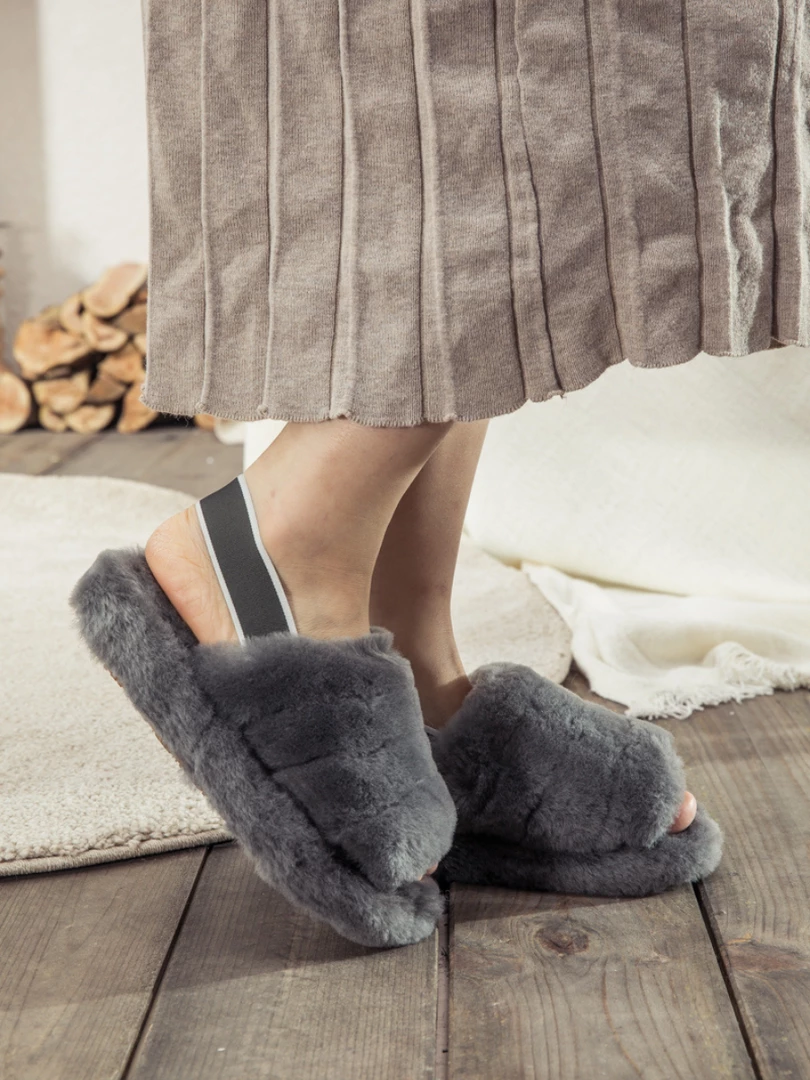 XH New In Shoes SMAIBULUN UGG™ | Fluffy Soft Wool Snug Slipper Sandals - Grey 4 XH New In Shoes SMAIBULUN UGG™ | Fluffy Soft Wool Snug Slipper Sandals - Grey