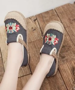 TC Shop Sandals Embroidered Abstract Flower Espadrilles - Cactus Rose