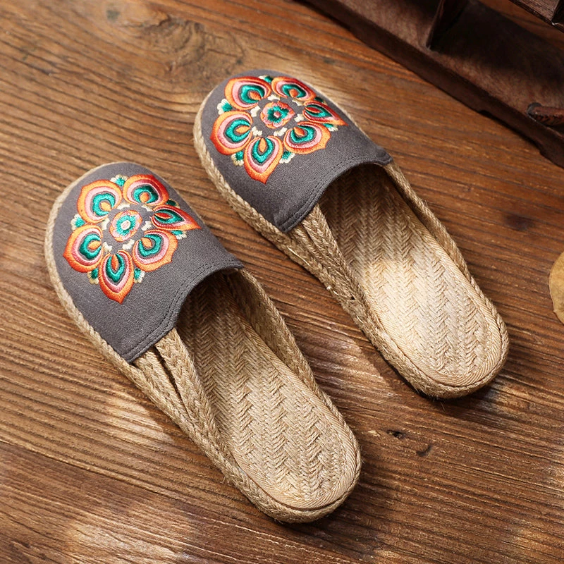 TC Shop Sandals Embroidered Lotus Side Strap Mules - Cactus Rose 11 TC Shop Sandals Embroidered Lotus Side Strap Mules - Cactus Rose