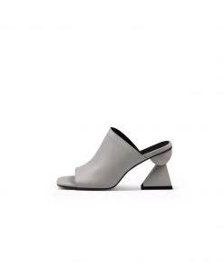 Jady Rose NEW ARRIVALS JadyRose | Triangular-Heel Leather Mule - Grey