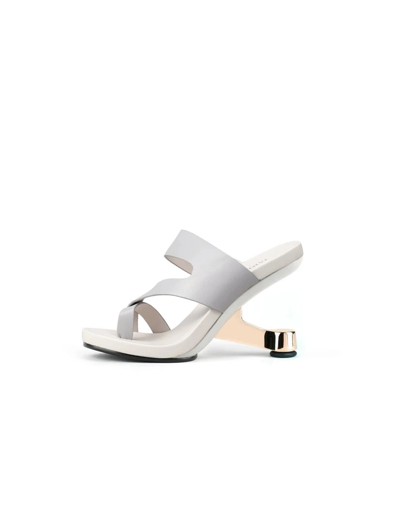 Jady Rose JadyRose | Grey Criss-Cross Toe Elevator Heel Leather Slides New In Shoes 4 Jady Rose JadyRose | Grey Criss-Cross Toe Elevator Heel Leather Slides New In Shoes