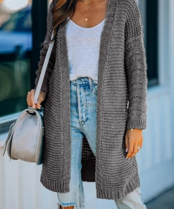 MY Smaibulun Doll | Grey Braid Open Knit Long Cardigan New In Clothing