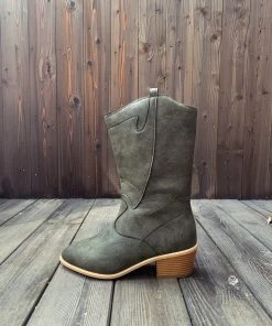 YL En Bloom | Grey Pull-Tab Knee Cowboy Boots