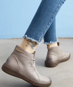 XR Rumour Has It | Modern Lace-Up Leather Ankle Boots - Grey New In Shoes