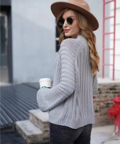 MY New In Clothing Smaibulun | LORINA Grey Lantern Sleeve Knit Top