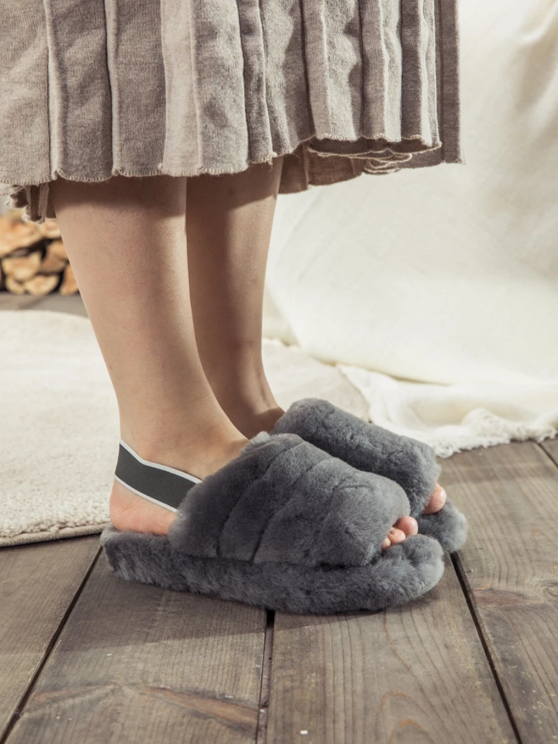 XH New In Shoes SMAIBULUN UGG™ | Fluffy Soft Wool Snug Slipper Sandals - Grey 5 XH New In Shoes SMAIBULUN UGG™ | Fluffy Soft Wool Snug Slipper Sandals - Grey