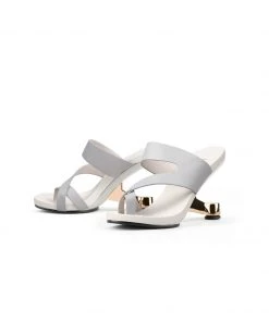 Jady Rose JadyRose | Grey Criss-Cross Toe Elevator Heel Leather Slides New In Shoes 11 Jady Rose JadyRose | Grey Criss-Cross Toe Elevator Heel Leather Slides New In Shoes