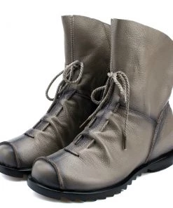 XR Rumour Has It | Lace-Up Ruched Leather Ankle Boots