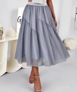 DY BASA MIDI SKIRT - STEEL GREY 10 DY BASA MIDI SKIRT - STEEL GREY