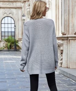 MY Smaibulun | COLENA Ash Grey Cut Out V-neck Pullover New In Clothing 9 MY Smaibulun | COLENA Ash Grey Cut Out V-neck Pullover New In Clothing