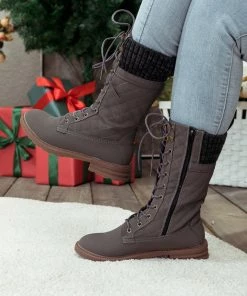 YL New In Shoes En Bloom | Grey Plaid Pattern Sock-Lined Boot