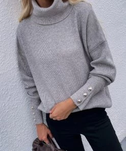 MY Smaibulun | Grey Oversized Collar Turtleneck Knit Sweater New In Clothing
