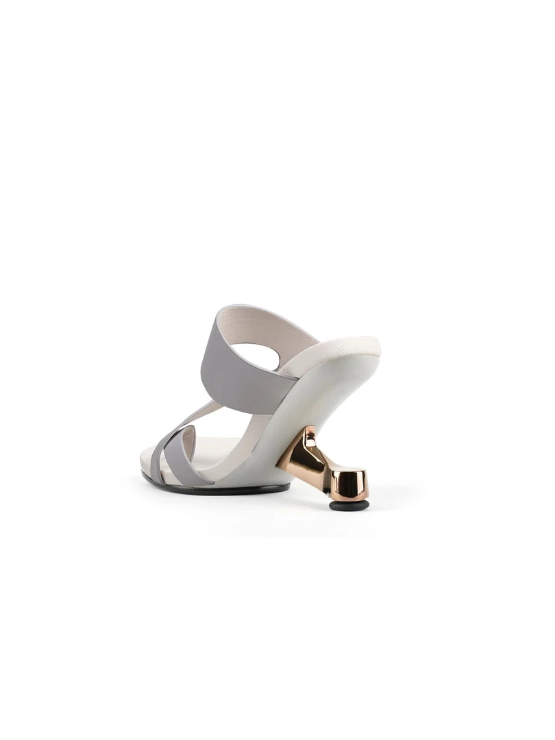 Jady Rose JadyRose | Grey Criss-Cross Toe Elevator Heel Leather Slides New In Shoes 6 Jady Rose JadyRose | Grey Criss-Cross Toe Elevator Heel Leather Slides New In Shoes
