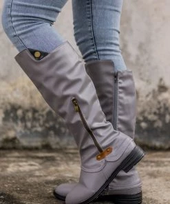 AL En Bloom | Side-Pocket Slouchy Long Boot - Grey