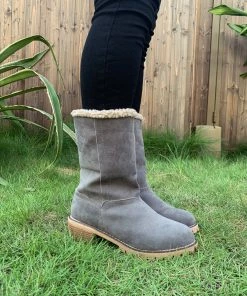 YL New In Shoes En Bloom | Grey Plush-Lined Fold-Over Boot