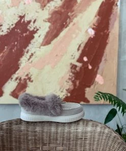 YL En Bloom | Grey Faux-Fur Anklet Yana Moccasin New In Shoes