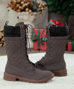 YL New In Shoes En Bloom | Grey Plaid Pattern Sock-Lined Boot