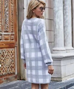 MY Smaibulun | KAITLYN Plaid Knit Dress - Grey New In Clothing 11 MY Smaibulun | KAITLYN Plaid Knit Dress - Grey New In Clothing