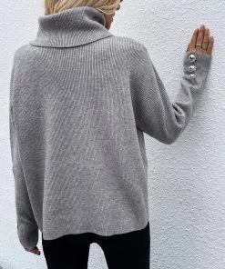 MY Smaibulun | Grey Oversized Collar Turtleneck Knit Sweater New In Clothing