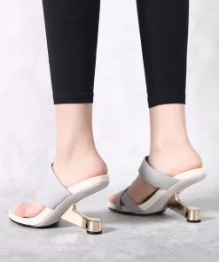 Jady Rose JadyRose | Grey Criss-Cross Toe Elevator Heel Leather Slides New In Shoes 13 Jady Rose JadyRose | Grey Criss-Cross Toe Elevator Heel Leather Slides New In Shoes