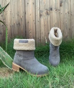 YL New In Shoes En Bloom | Grey Plush-Lined Fold-Over Boot
