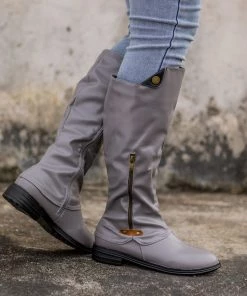 AL En Bloom | Side-Pocket Slouchy Long Boot - Grey